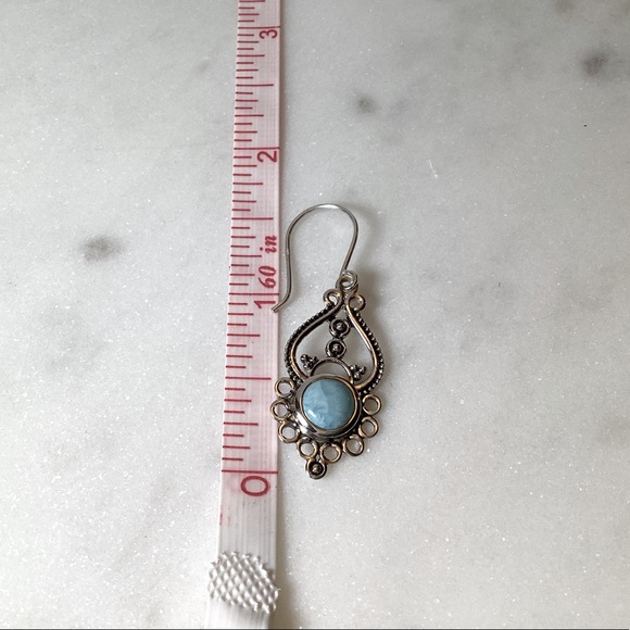 Natural Larimar .925 Sterling Silver Dangle Earrings - Picture 13 of 17